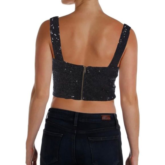 AQUA WOMENS SEQUINED TANK CROP TOP - Picture 2 of 9